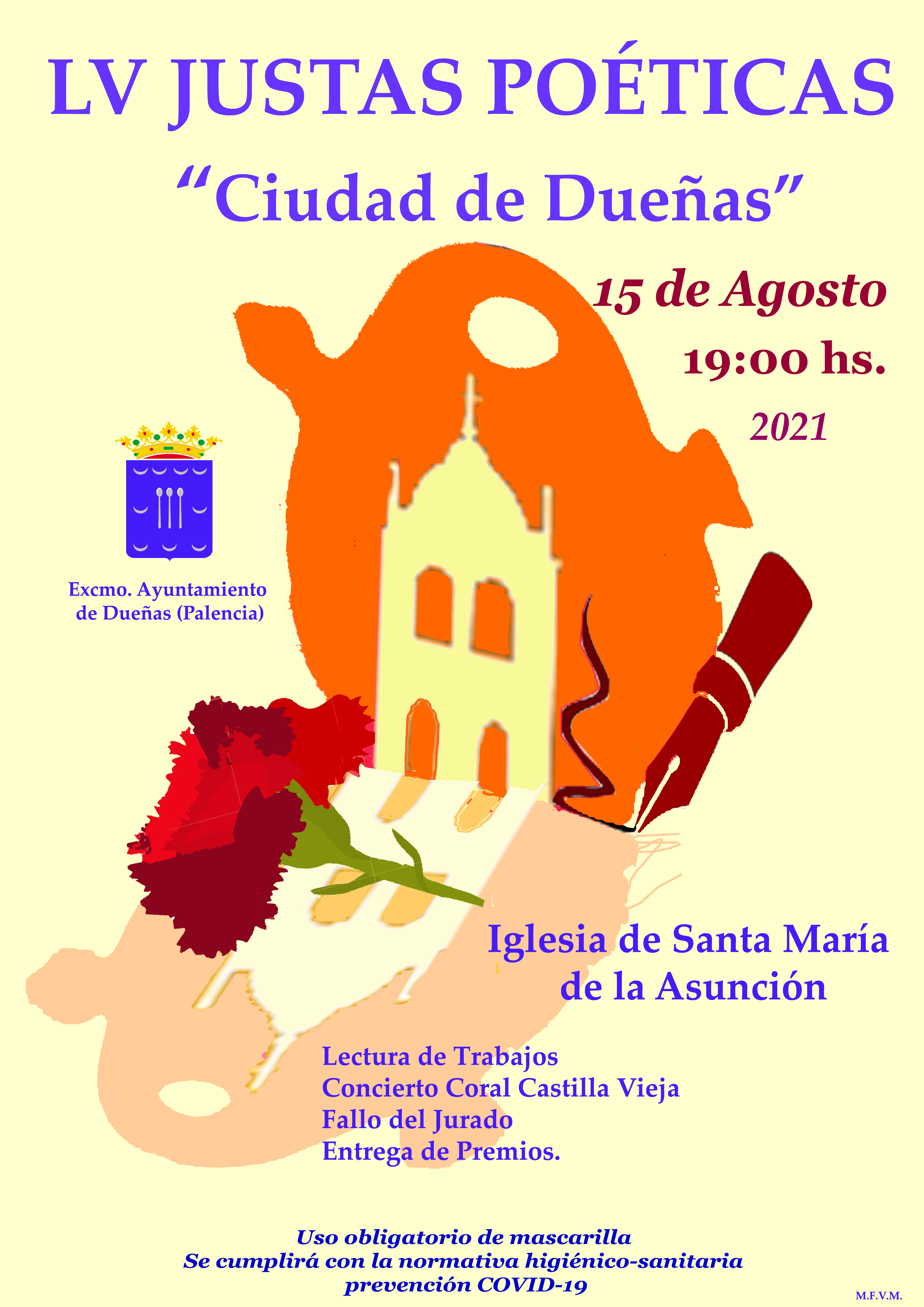 15 de agosto de 2021: Justas Poéticas «Ciudad de Dueñas». Iglesia de Santa María de la Asunción,19:00 hs.