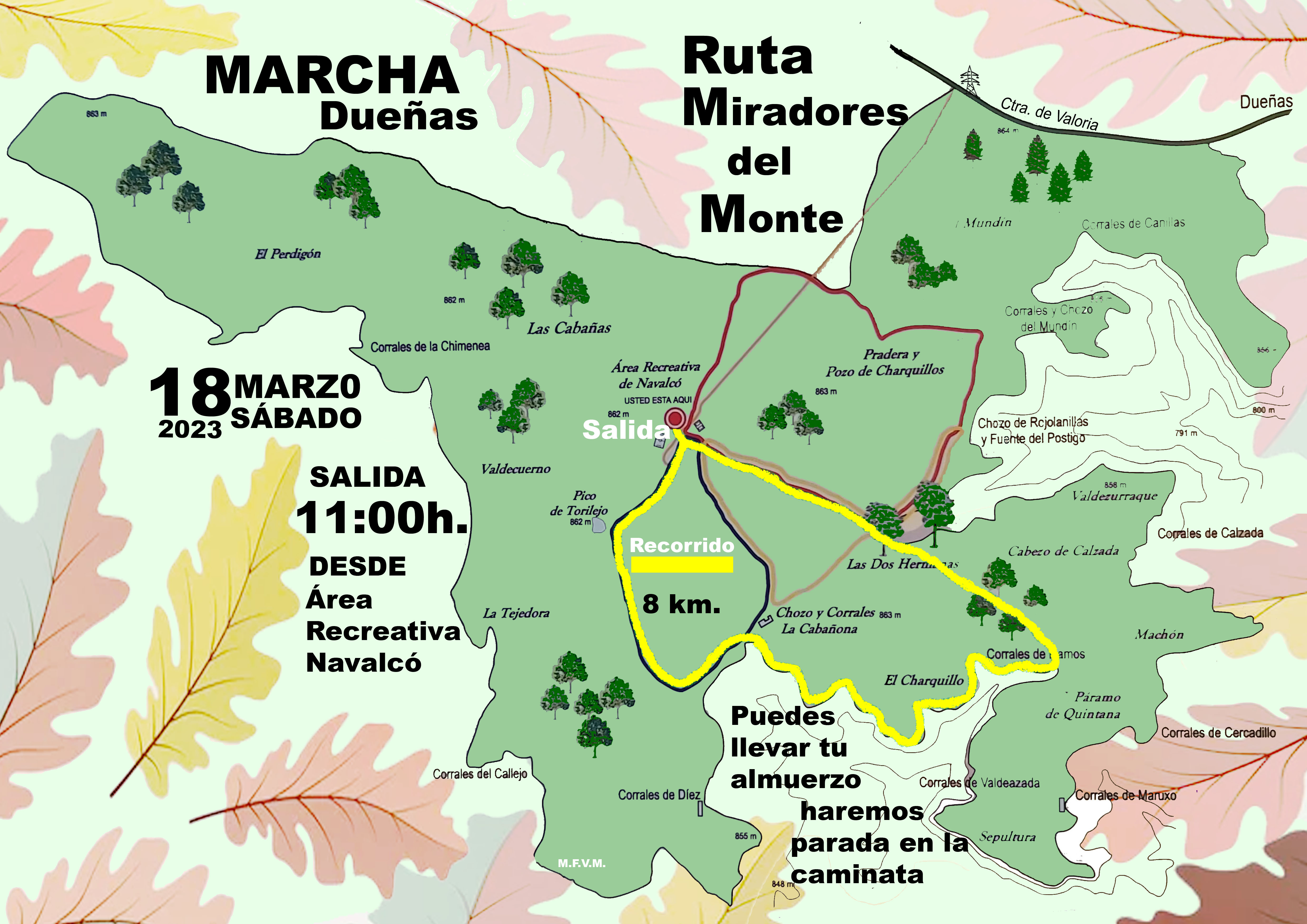18 de marzo, marcha por la Ruta de los Miradores del Monte de la Villa de Dueñas